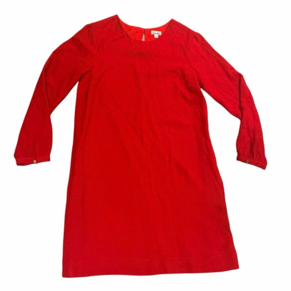 Steven Alan Red Wool-Blend Long-Sleeve Shift Dress Size 4